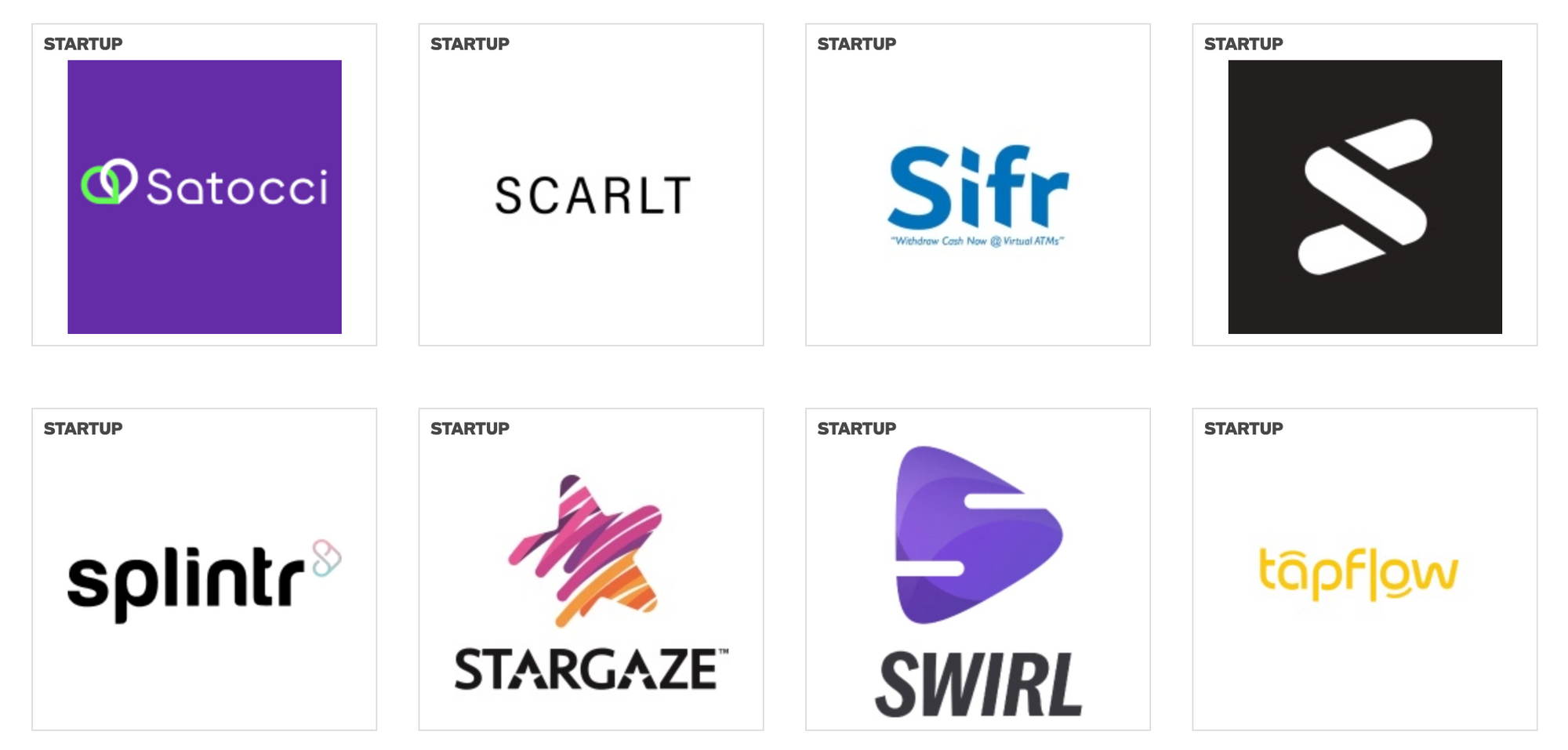 A few of the startups exhibiting at the Startup Village.